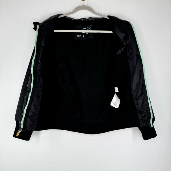 Fox Racing Black Mint Green Zip & Button Up Puffer Jacket Women’s Size Small - Picture 4 of 8
